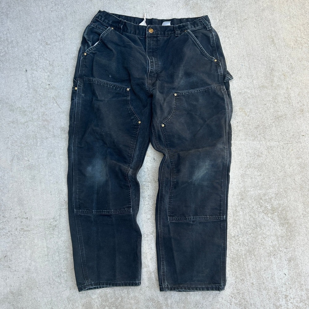 Carhartt Double Knee Work Pants 36x30 Black Vintage Made in USA Faded Streetwear